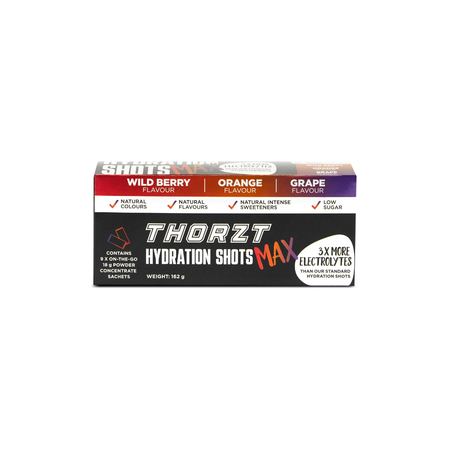 THORZT® Hydration Shot MAX – High Electrolyte Low Sugar Hydration Powder (9 Sachets)
