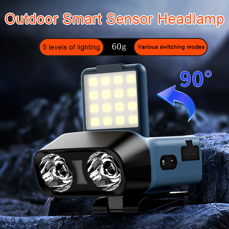 USB Rechargeable LED Head Torch – 1500mAh with Motion Sensor
