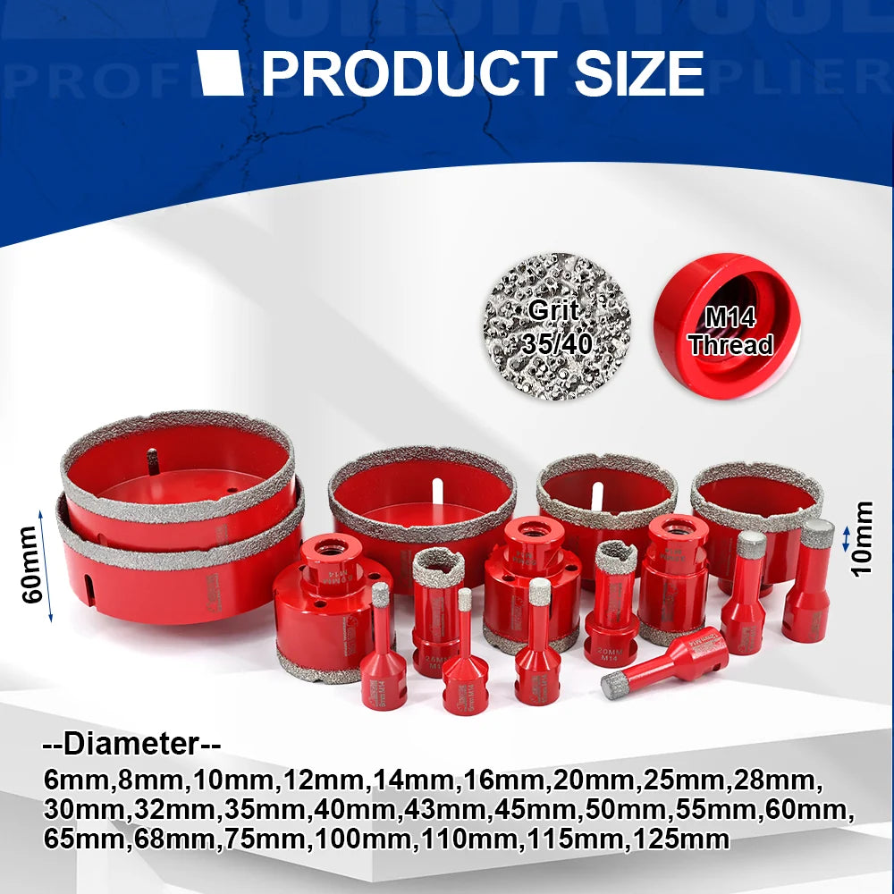 M14 Diamond Hole Saw for Porcelain Tile & Stone | 6–125 mm