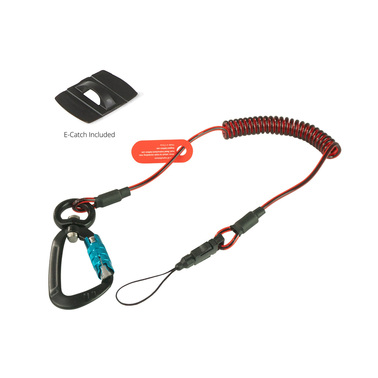 GRIPPS® Coil E-Tether with Dual-Locking Carabiner & E-Catch – 0.5 kg / 1.1 lb Drop-Prevention Device Tether