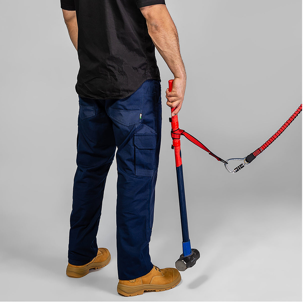 GRIPPS® Bungee Tether Heavy-Duty Dual-Action Carabiner – 18 kg / 40 lb Drop-Prevention Tether