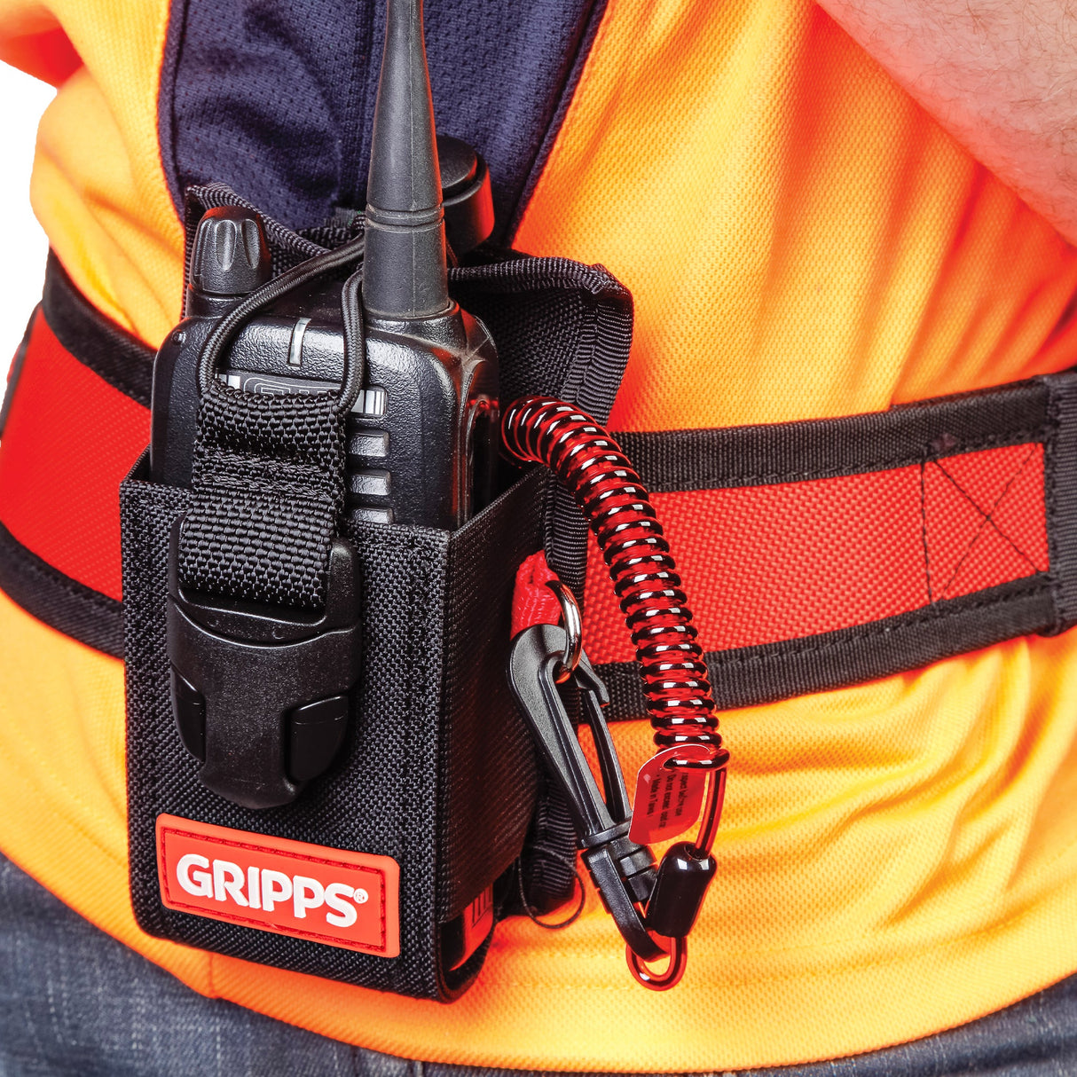 GRIPPS® Adjustable Two-Way Radio Holster with Coil E-Tether & E-Catch