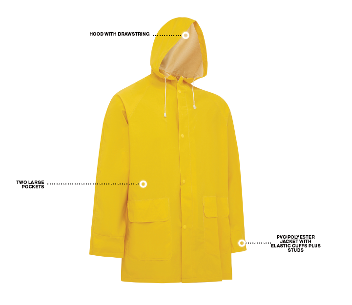 WORKIT® Yellow 3/4 Length PVC Waterproof Rain Jacket