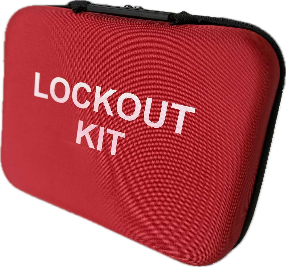 Red lockout kit case with 'LOCKOUT KIT' text on a white background