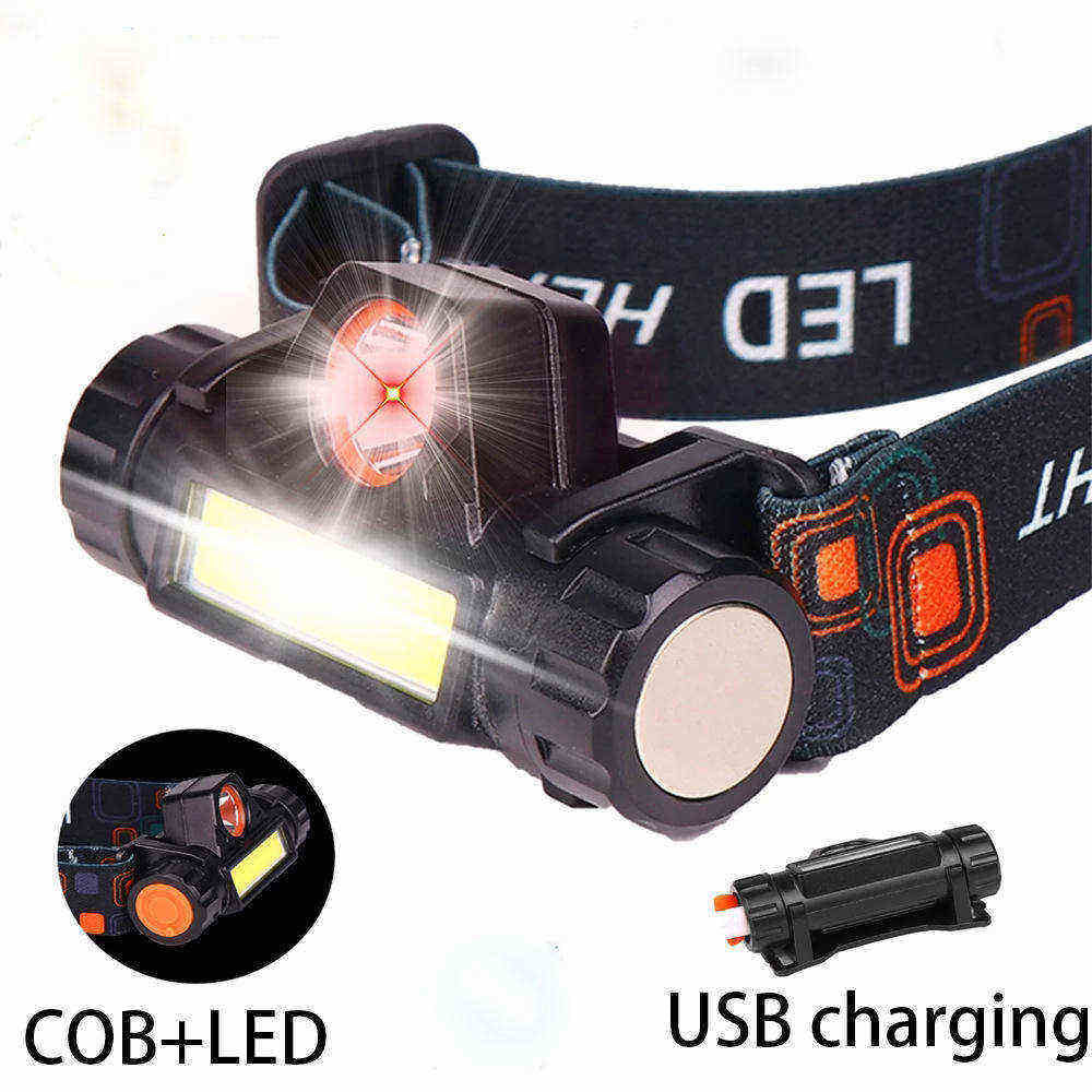 Magnetic USB Rechargeable Dual Beam LED Head Torch