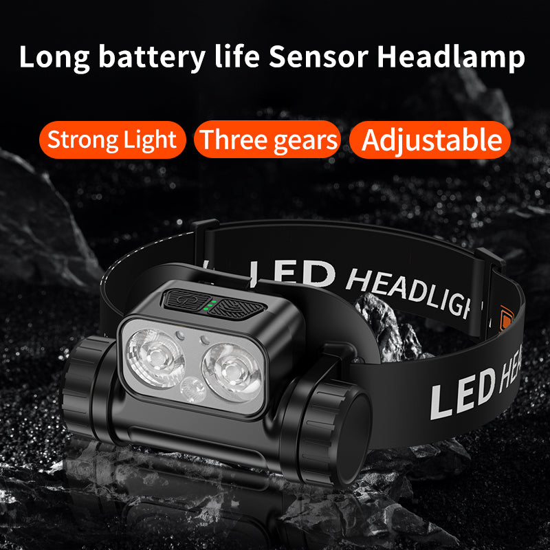 Portable USB Rechargeable LED Head Torch with Motion Sensor