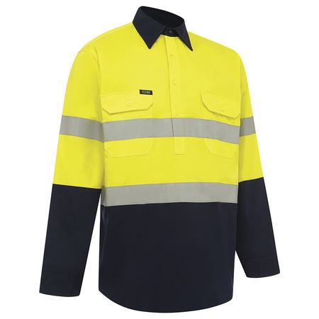 WORKIT® Hi-Vis Two-Tone Closed Front Dual Weight Welders Taped Shirt