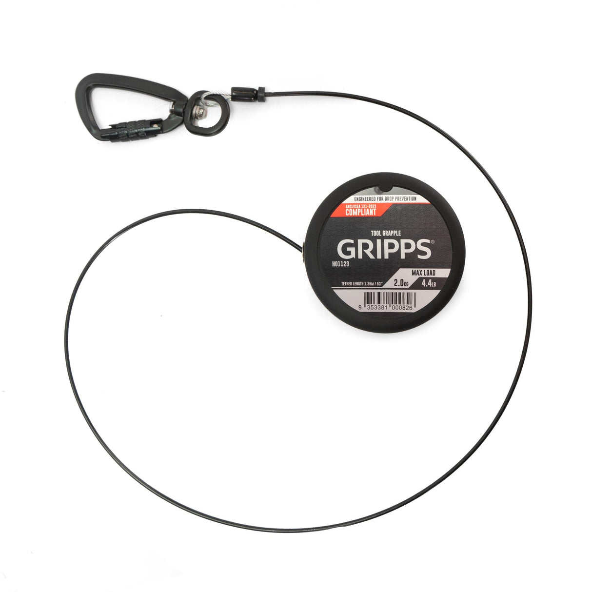 GRIPPS® Tool Grapple® with Auto-Stop – 2 kg / 4.4 lb Retractable Drop-Prevention Tool Tether