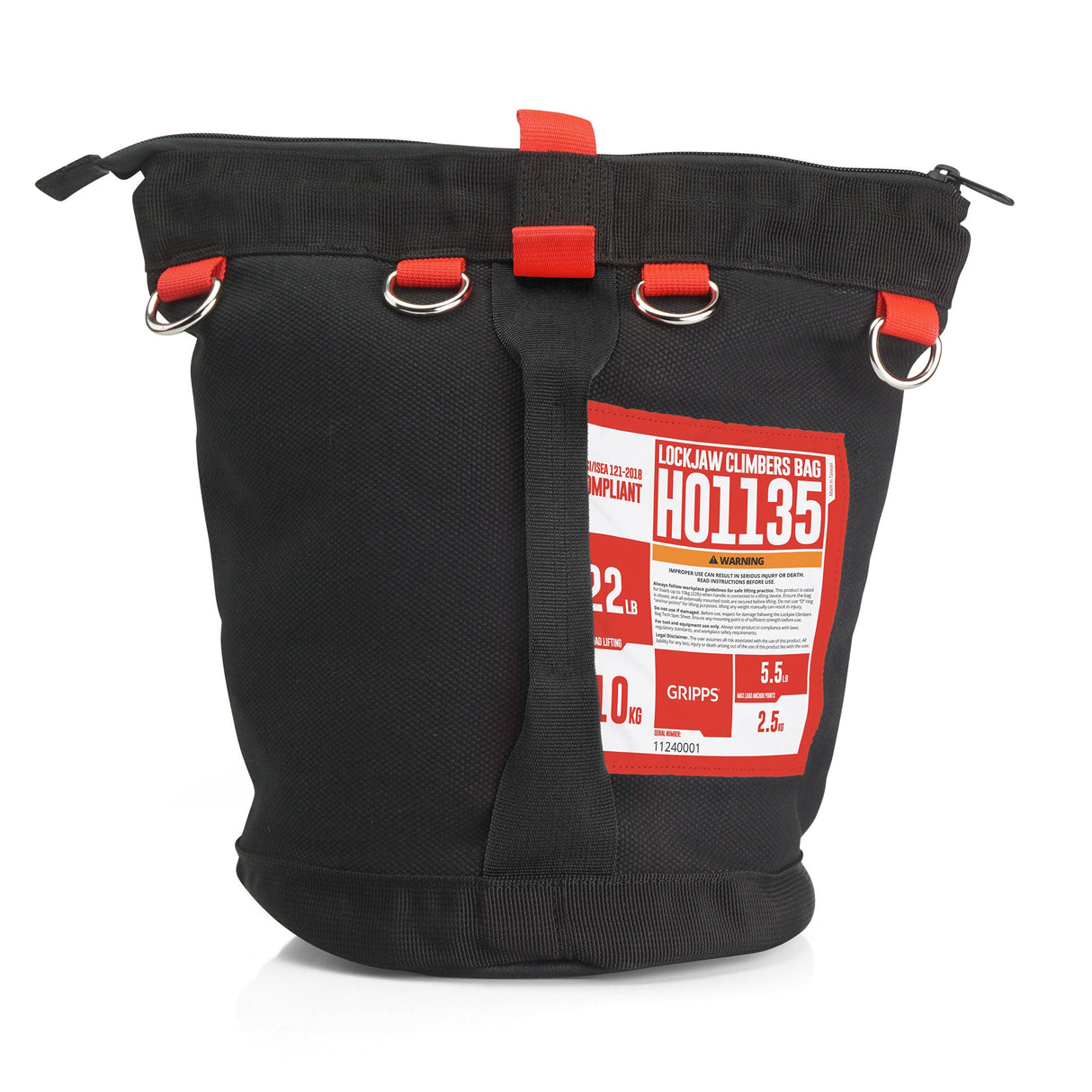 GRIPPS® Lockjaw Climbers Bag – 10 kg / 22 lb Drop-Prevention Tool Bag