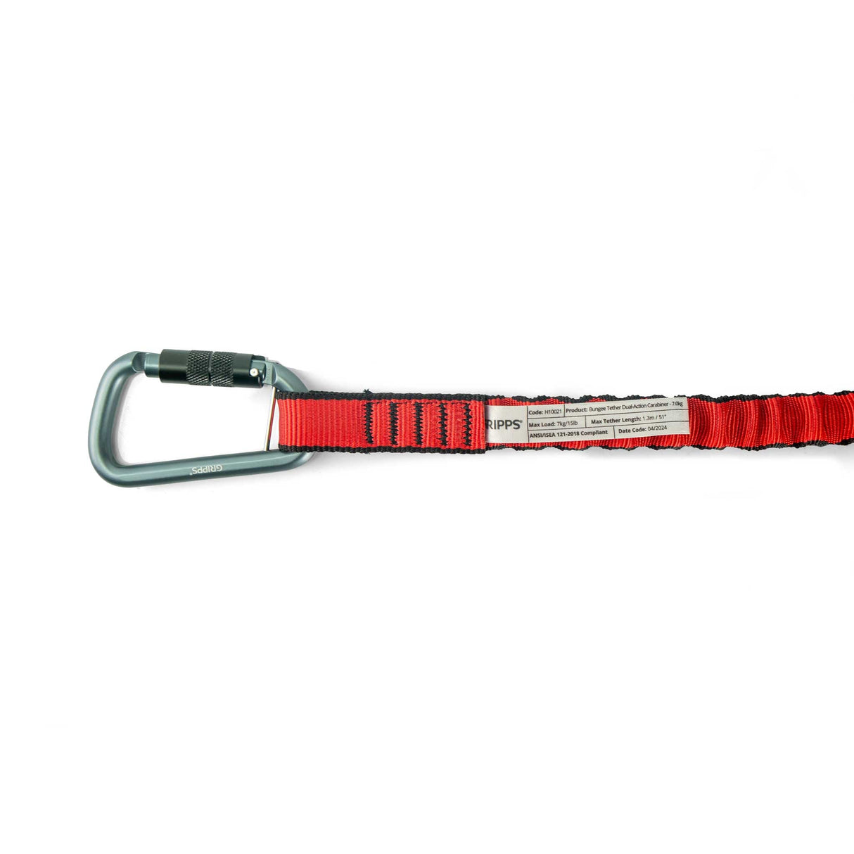 GRIPPS® Bungee Tether Dual-Action Carabiner – Heavy-Duty Drop Prevention Tool Tether