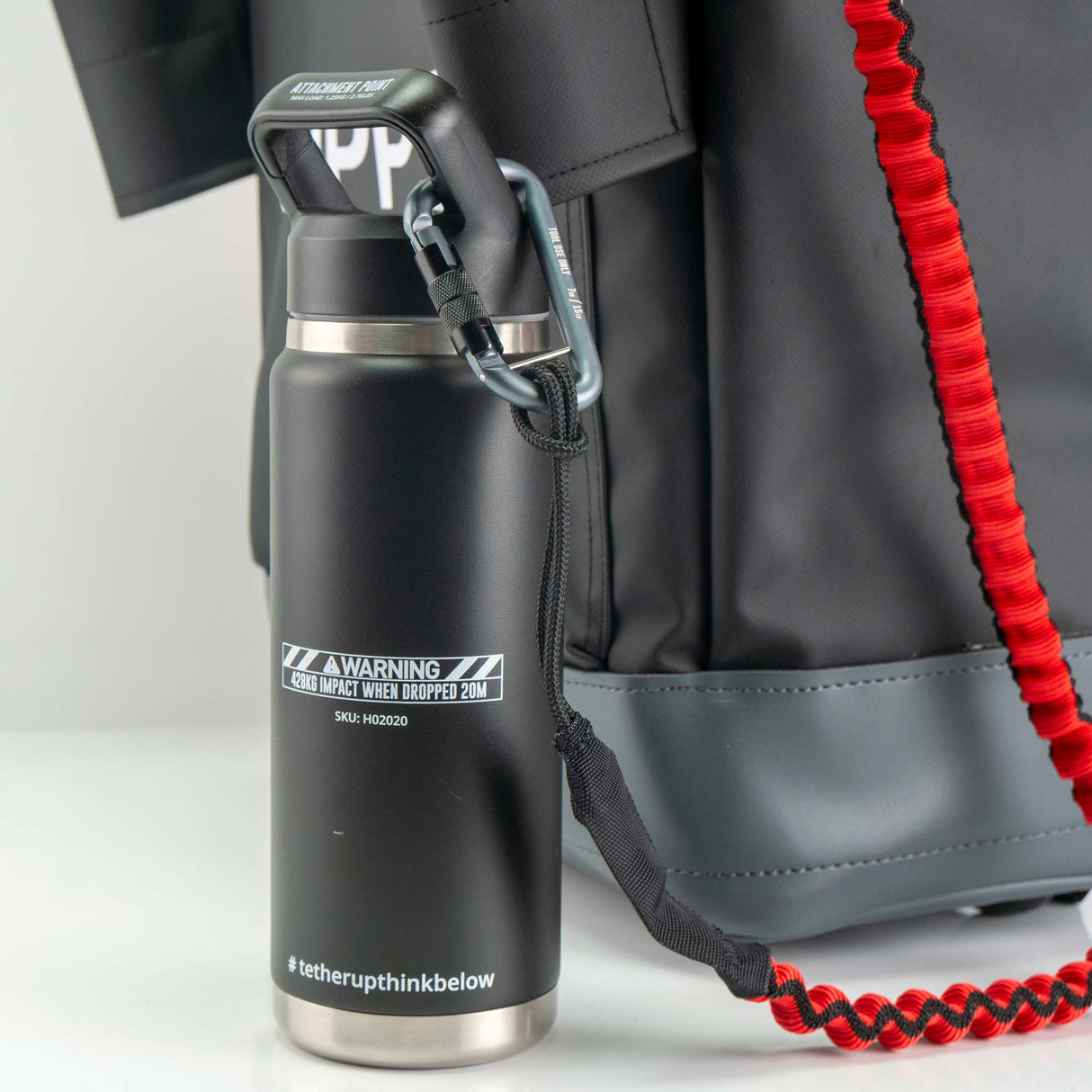 GRIPPS® Bungee Tether Two Dual-Action Carabiners – Heavy-Duty Dual-Ended Tool Tether