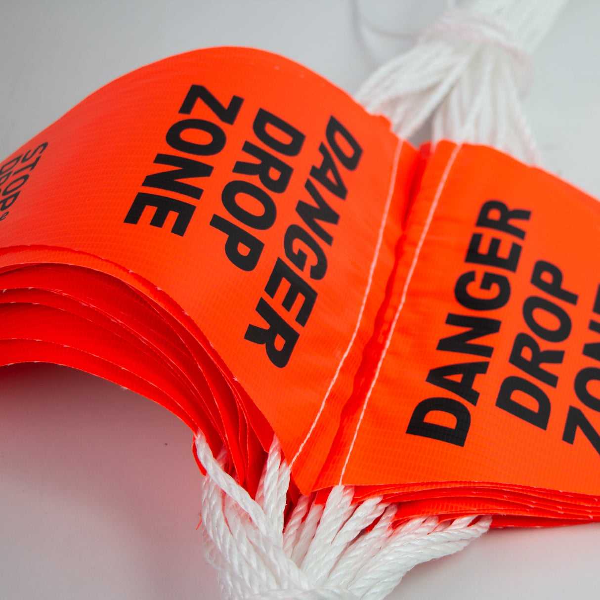 GRIPPS® DANGER DROP ZONE Bunting Safety Flags on Rope – Orange