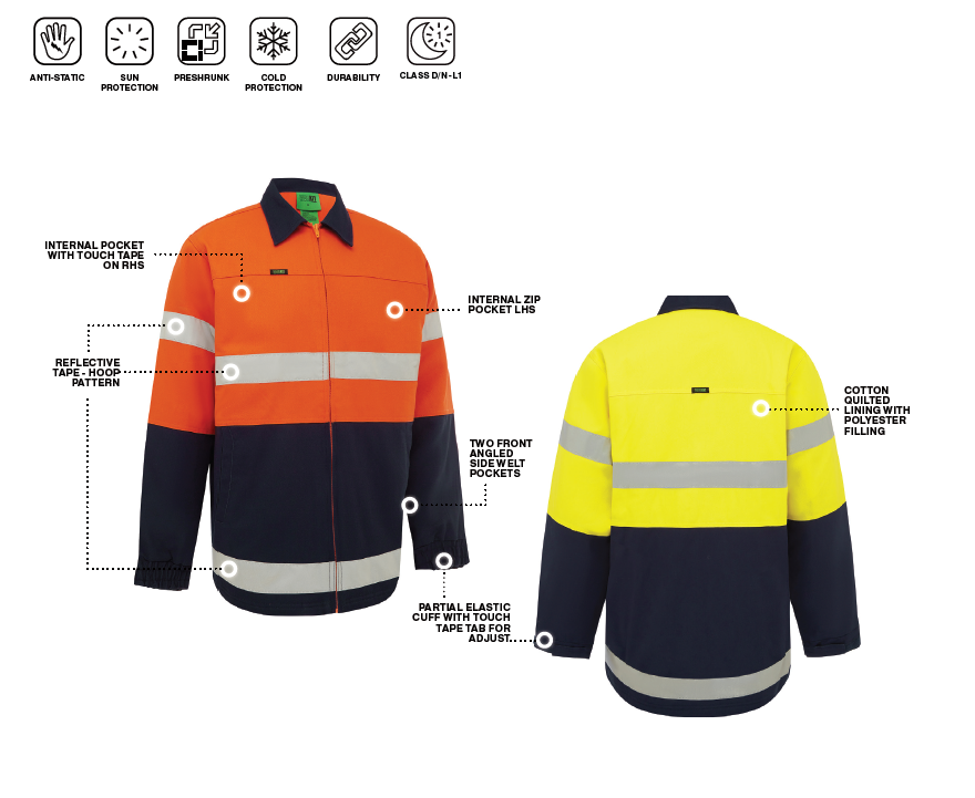 WORKIT® Hi-Vis Two-Tone Cotton Drill Taped Jacket
