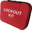Red lockout kit case with 'LOCKOUT KIT' text on a white background