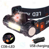 Magnetic USB Rechargeable Dual Beam LED Head Torch