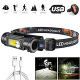 USB Rechargeable Dual Beam LED Head Torch