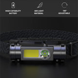 USB Rechargeable Dual Beam LED Head Torch