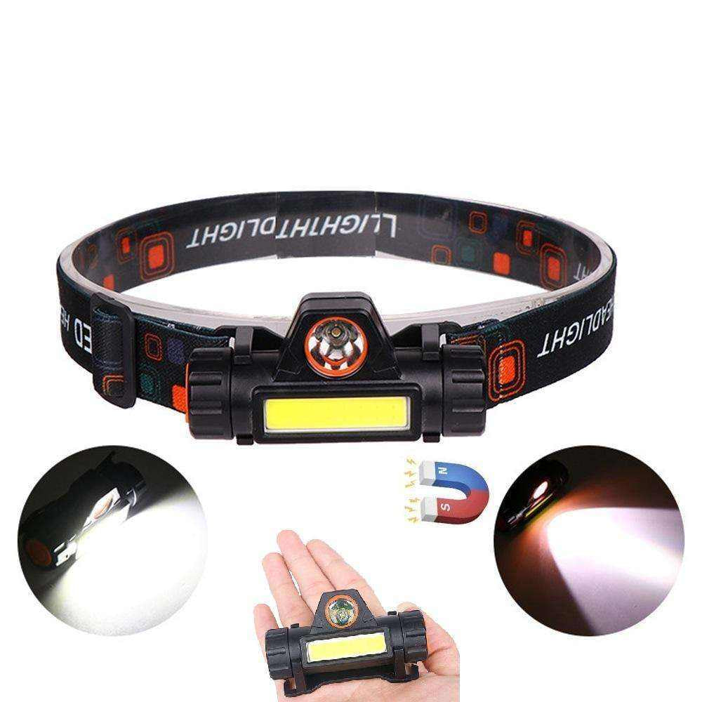 Magnetic USB Rechargeable Dual Beam LED Head Torch